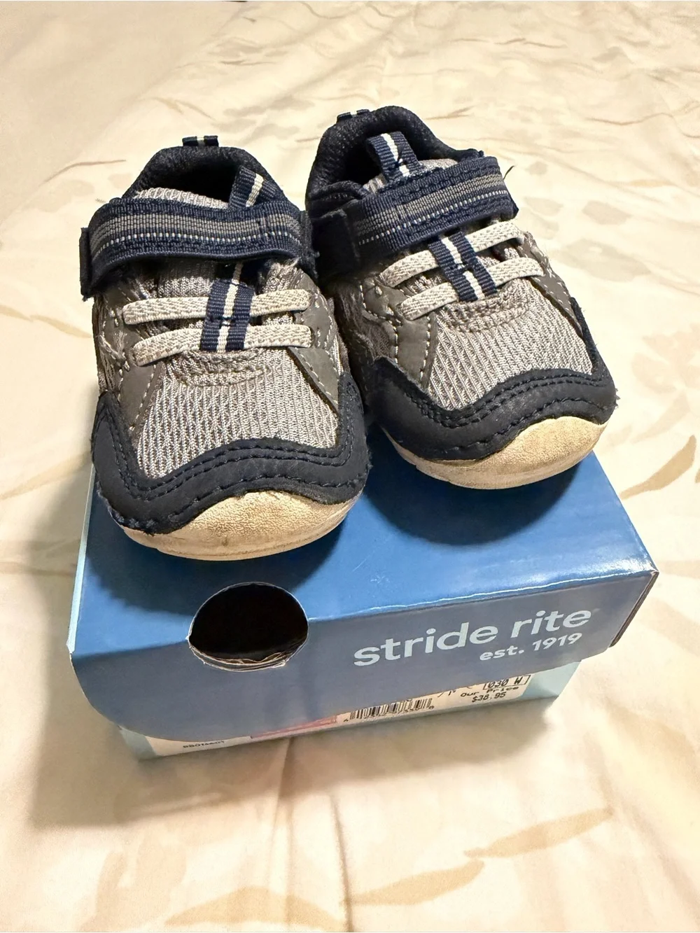 Stride Rite Navy and Gray Baby Walker Shoes